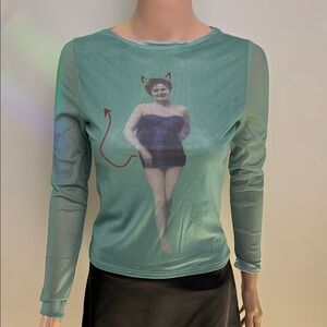 Women's Graphic Mesh Top - Green